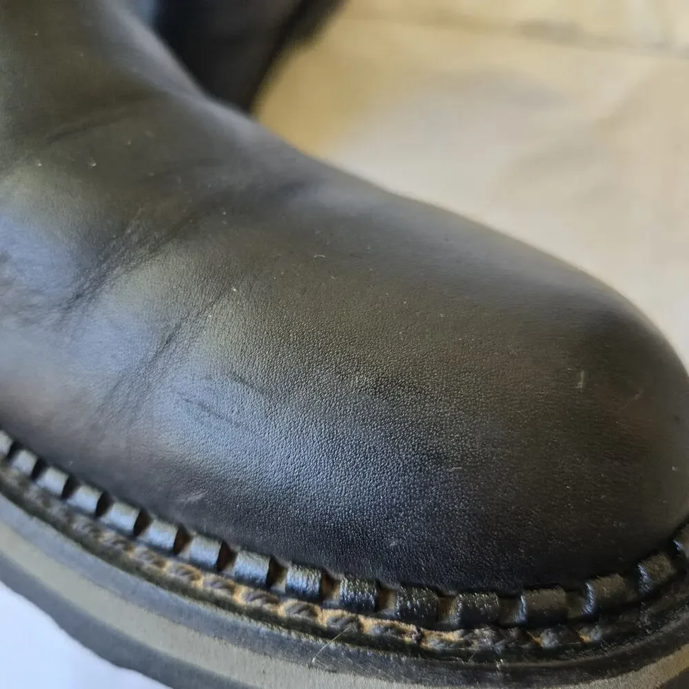 Georgia Boot Men's Black Leather Engineer Motor Bike Boots Eagle Detail Size 9